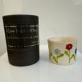 Porcelain tea-light holder, cornflowers, multicolour with gold