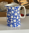Beautiful Half pint jug, daisies, cobalt with gold detail