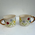 Porcelain espresso cup, cornflowers, multicolour with gold detail