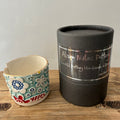 Porcelain tea-light holder, flowers, turquoise with multi-colour and gold detail