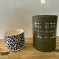 Porcelain tea-light holder, swirls, cobalt with gold detail