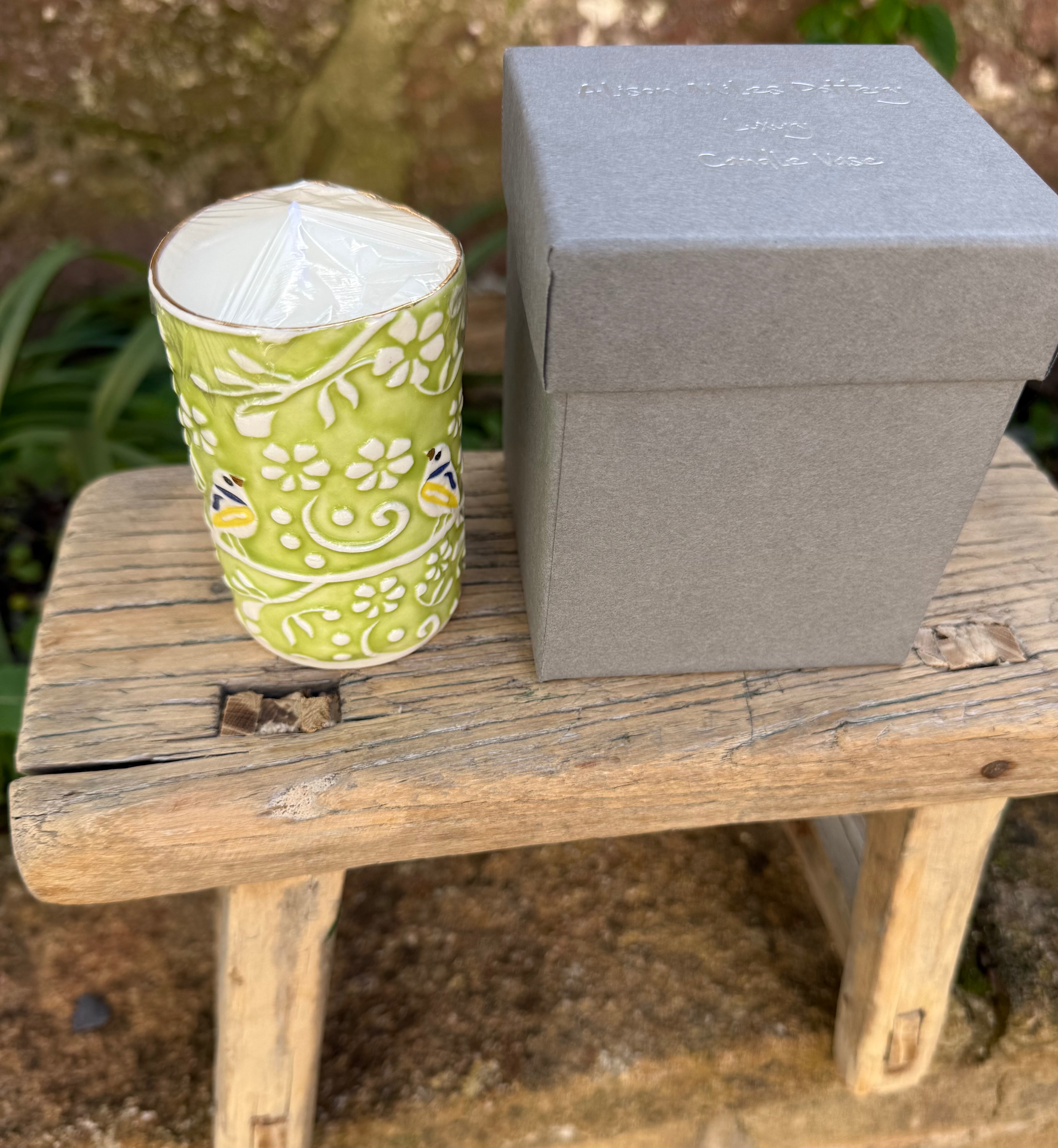 Large porcelain candle vase